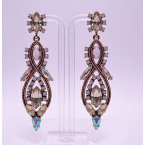 Anthropologie Women's Opal Iridescent Twisted Statement Earrings NOB 89
